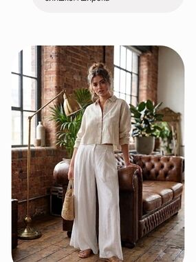 ELAN Milky White Wide Leg Staple Pants NWT Size S